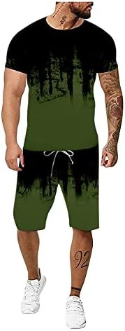 NARHBRG Mens 2 חלקים תלבושת תלבושת קיץ מזדמנים מגרשי מכנסיים קצרים מערכות ספורט שרירים קצרי שרוול סטיילס בגדי ים