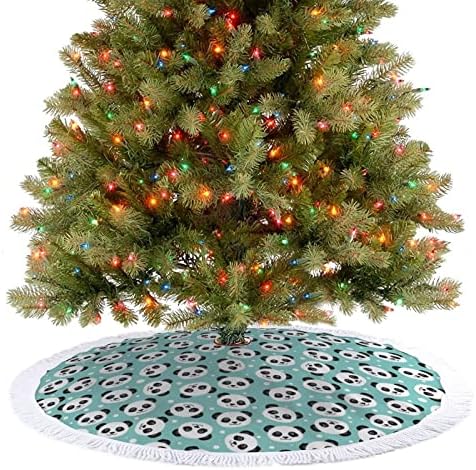 פנדה דוב חמוד עץ חג המולד מחצלת חצאית עץ עץ עץ עם גדילים לקישוט חג המולד של מסיבת חג 48 x48