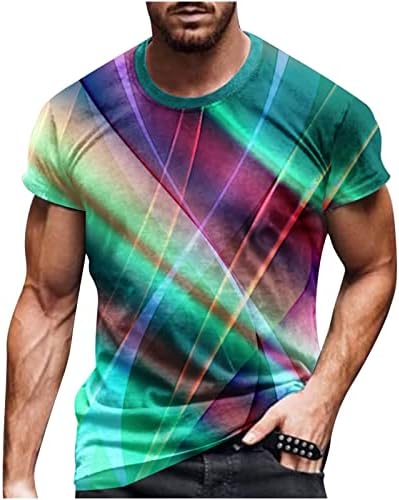 חולצות T לגברים צוואר עגול מזדמן תלת מימד דפוס דיגיטלי סוודר כושר ספורט מכנסי שרוולי חולצות חולצות חולצות