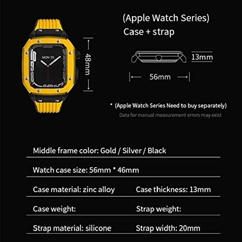 Neyens for Apple Watch Series 7 מארז שעון סגסוגת Man 44 ממ 42 ממ 45 ממ גומי מתכת יוקרתי גומי נירוסטה אביזרי שעון לסדרה