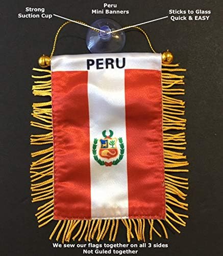 דגל חלון מכונית פרו קטן, דגל פרו דגל מכוניות רכב רכב שטח טנדרים, Pequina Bandera de Peru, Perfepta para cualquier coche
